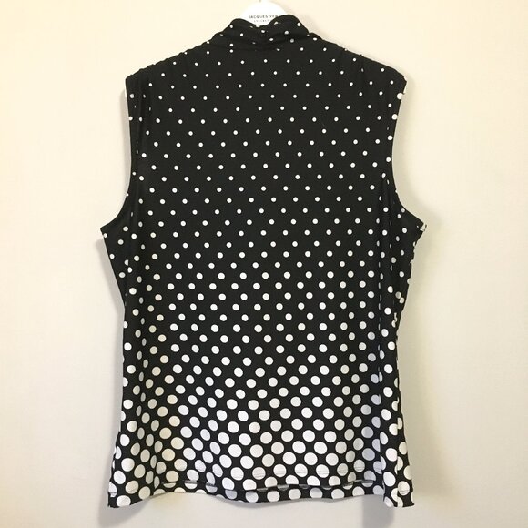 Comic Book B&W Polka Dot Shrug Shoulder Sleeveless Top - Picture 2 of 15